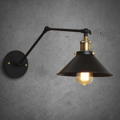 Graceful Black Single Light Industrial Adjustable Barn Indoor LED Wall Light