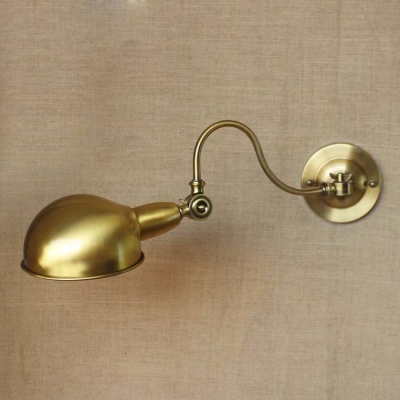 Vintage Gold Finished Single Light Swing Arm Adjustable LED Wall Lamp