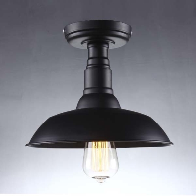 10''  Wide Classic Black Single Light Down Lighting Barn LED Semi Flush Ceiling Light