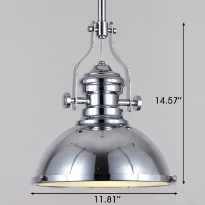 Polished Nickel 12'' Wide One Light LED Pendant in Industrial Style