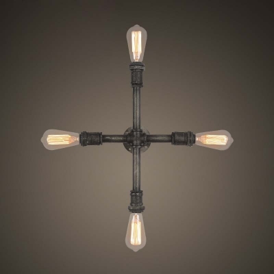 

Indoor Four Light Cross Shape LED Wall Lamp in Black Iron Finish, HL409279