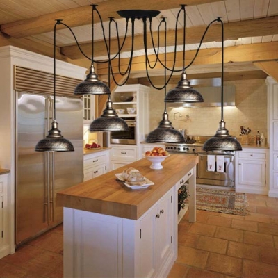 Six Light Multi Light LED Pendant Lighting with Bowl Dome Shade in Old Bronze Finish