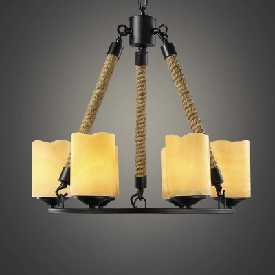 

18'' Wide Industrial Style 6 Light 1 Tier LED Chandelier with Alabaster Glass Shade, HL422383