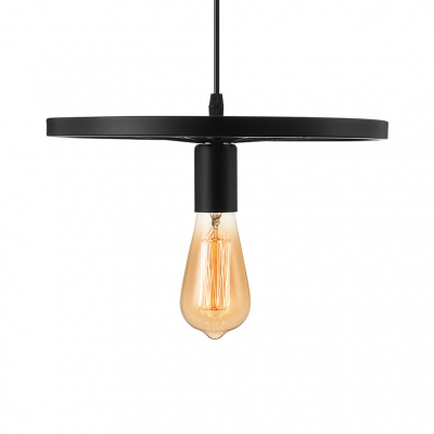 Industrial 12'' Wide Single Light Small Wheel Shaped Indoor LED Hanging Pendant in Black