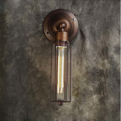 Retro Style Antique Copper 1 Light LED Wall Sconce with Wire Cage