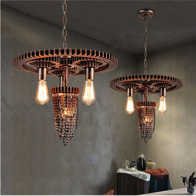 Vintage Industrial Four Light Indoor LED Pendant Lighting with Hanging Chain Design