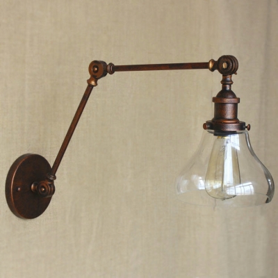 Antique Copper One Light LED Mini Wall Sconce with Bell Glass Shade