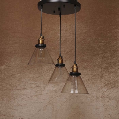 Country Style Three Lt Industrial LED Multi Light Hanging Indoor Commercial Pendant