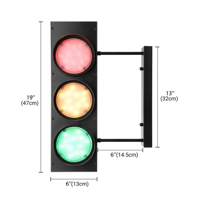 6 Light Traffic Light Industrial Style 18'' H LED Wall Light in Black Finish with Remote Control