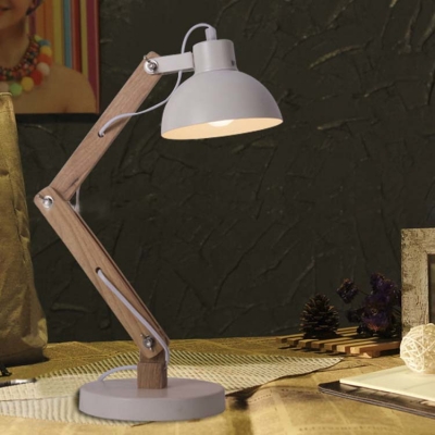 White Finished One Light Adjustable Wood LED Table Lamp
