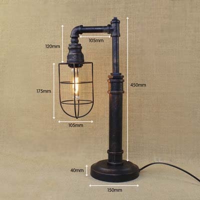 Antique Dark Bronze 20'' H Single Light Pipe LED Table Lamp with Cage Shade