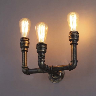 8'' H Antique Bronze 3 Light Pipe LED Wall Sconce Indoor Wall Lighting