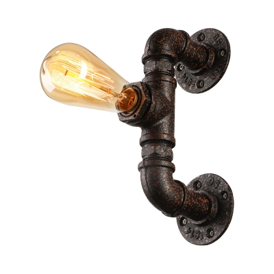 Aged Industrial Pipe LED Wall Light in Rust Copper Finish
