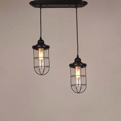 

Double Headed Cage Style LED Multi Light Pendant in Black, HL422463