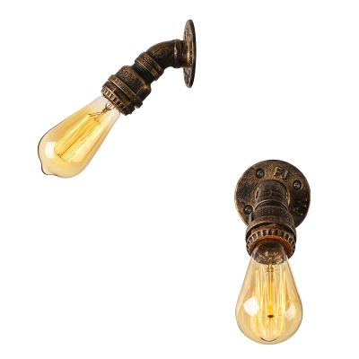 Chic Industrial Style Pipe LED Wall Sconce in Old Bronze Finish