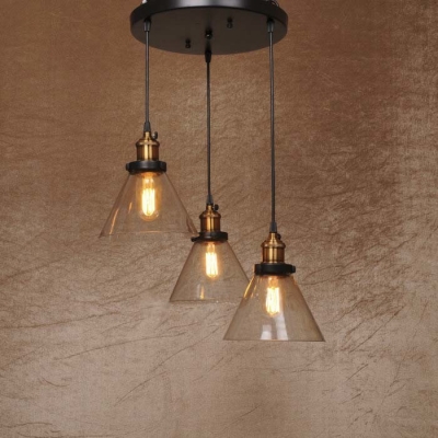 Country Style Three Lt Industrial LED Multi Light Hanging Indoor Commercial Pendant
