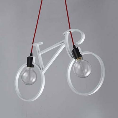 24'' W Industrial Style Wrought Iron Bicycle Shape Living Room Indoor LED Pendant Lighting with 2 Light