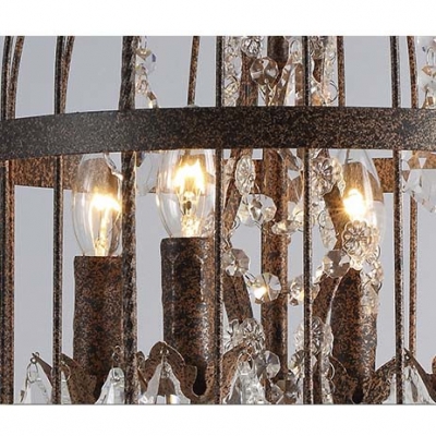 Rust Iron 4 Light Bird Cage LED Table Lamp with Crystals