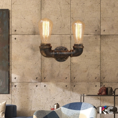 Old Bronze 2 Light Wall Sconce Industrial Pipe Wall Lamp for Hallway Foyer Warehouse