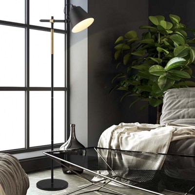 Chic Industrial Mid-Century Modern Black LED Floor Lamp