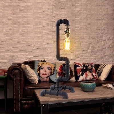 Large Pipe LED Table Lamp 20'' H in Old Iron