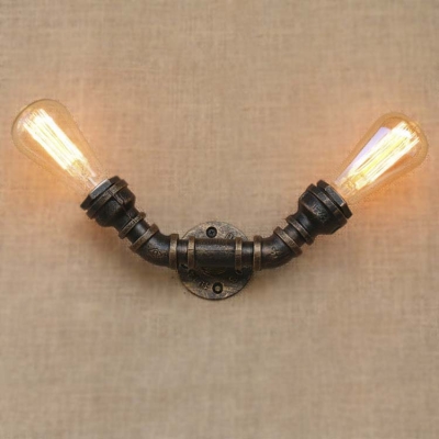 Bronze Finished 2 Light Industrial Pipe LED Wall Lighting