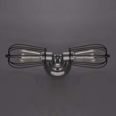 Vintage Style 2 Light Double LED Wall Sconce in Satin Nickel Finish