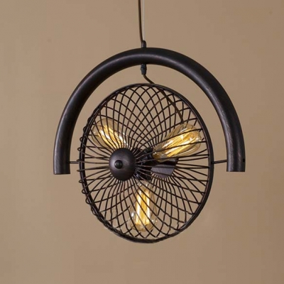 

Mottled Black Three Light LED Hanging Pendant with Metal Loop, HL422084