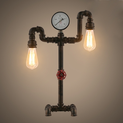 Industrial 2 Light Double Pipe LED Table Lamp