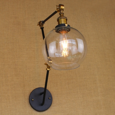 Mini Globe Shade One Light LED Wall Sconce in Black Finish