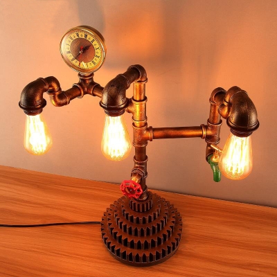 Three Light Pipe LED Table Lamp with Gear Design