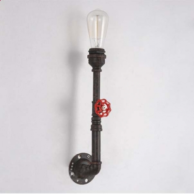 Red Valve Decorated 1 Light LED Wall Sconce in Pipe Shape