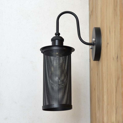 Vintage Black Down Lighting Mesh LED Wall Light in Industrial Style
