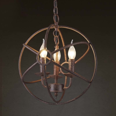 

Weathered Copper 3 Light Industrial Indoor 14'' Wide Globe LED Chandelier, HL422109