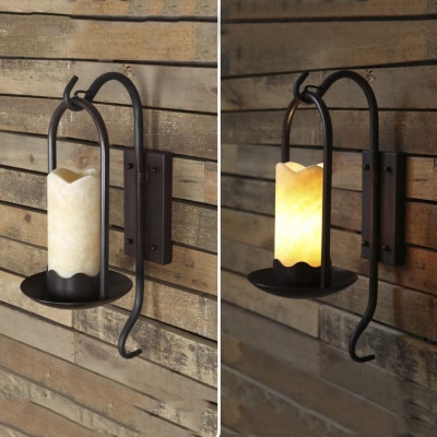 Traditional Country Style 20'' H 1 Light LED Wall Sconce with Cylindrical Alabaster Shade