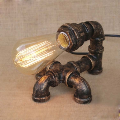 Industrial Pipe 1 Light LED Table Lamp in Bronze Finish