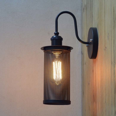 Vintage Black Down Lighting Mesh LED Wall Light in Industrial Style