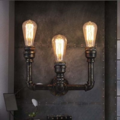 8'' H Antique Bronze 3 Light Pipe LED Wall Sconce Indoor Wall Lighting