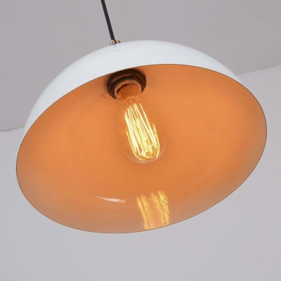 Simple Vintage Style 1 Light Bowl Shape Small/Big Industrial Style LED Pendant in White