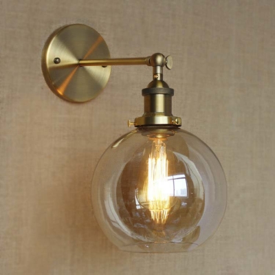 Stylish Amber Glass Single Light LED Mini Wall Sconce