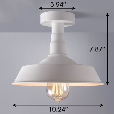 10'' Wide White Finish Small LED Semi Flush Light with Warehouse Shade