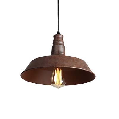 Rust Iron 1 Light  Industrial Style Metal Shade Indoor Hanging Pendant Lamp