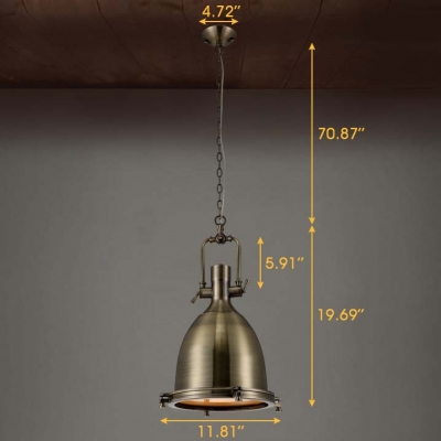 Industrial 1-Light Dome Shade Pendant Light Frost Glass Diffuser