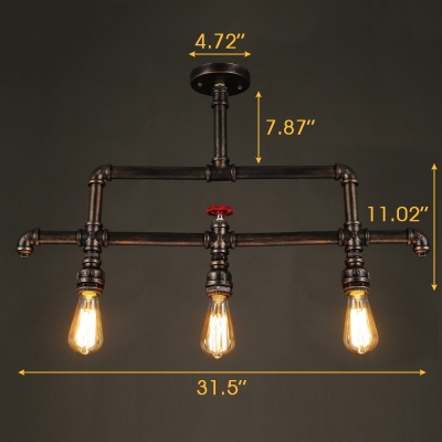 Antique Bronze 31.5 Inches Wide Pipe LED Semi Flush Light