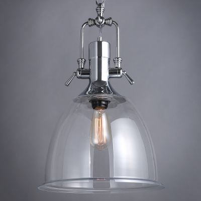Industrial Clear Glass Single Light Pendant with Bell Shade