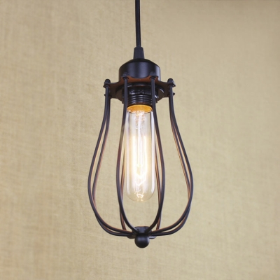 Simple Bulb Style Wire Guard Industrial Iron Pendant