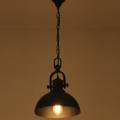 Vintage Style Black Dome Shade Single Light Hanging Lamp