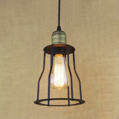 

Vintage Style Slatted Outer Cage 1-Lt Indoor Pendant Light