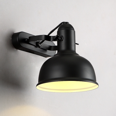 1 Light Industrial Style Wall Sconce in Black Finish with Bowl Shade