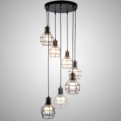 7 Light Multi-light Foyer Hanging Pendant with Wire Guard
